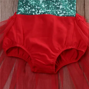 Ziemassvētku Infant Baby Girl Tilla Sequined Romper Backless Kleita Krusta Raibs Jumpsuit Sunsuit Tērpiem, Kostīmu Vasarai 0-3Years