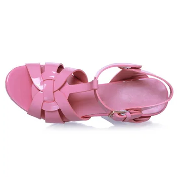 ZALAVOR Sieviešu Sandales Augsta Platforma Patentu Govs Ādas Vasaras sandales Kāzu Modes Sandales Sieviete Apavu Izmērs 33-40