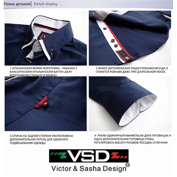 VSD Liels Pārdošana itāļu Stilā Dubultā Apkakle Shirting Modes Slim fit Long Sleeve Premium Kokvilnas Vīriešu Krekls Pavisam Eiropā Lielums 1319