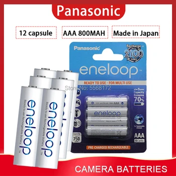 Panasonic 12pcs AAA Uzlādējamās Baterijas Oriģināls 800mAh Precharge 1.2 V AAA Eneloop Ni-MH Baterijas, tālvadības pults/rotaļlietas