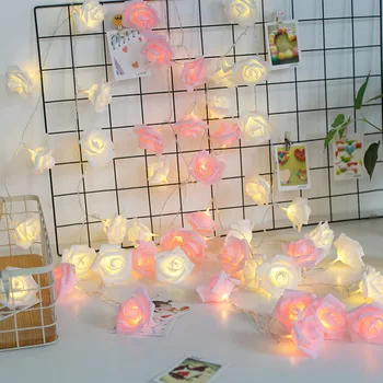 3/6M Rose Puķu LED String Gaismas Akumulators/USB Darbojās Putu Rožu Ziemassvētku Pasaku Gaismas Valentīna Diena Kāzu Dekorēšana