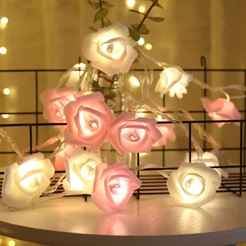 3/6M Rose Puķu LED String Gaismas Akumulators/USB Darbojās Putu Rožu Ziemassvētku Pasaku Gaismas Valentīna Diena Kāzu Dekorēšana