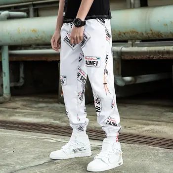 5XL Vasaras Mens ins Harajuku Lielgabarīta Bikses Streetwear Hip Hop Kravas Bikses Vīriešu Ikdienas Japāna Plānas Bikses Vaļīgas Bikses Punk