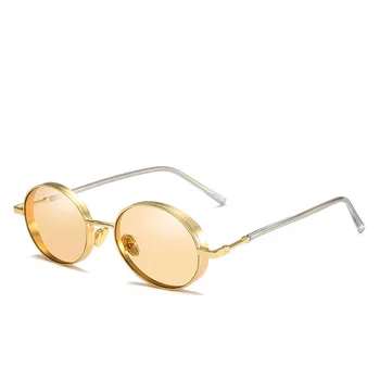 MINCL 2019 Maza Izmēra Ovālas formas Saulesbrilles Vīriešiem Vintage Saules Brilles Classic Retro Metāla Rāmis hip hop Sieviešu saulesbrilles Punk brilles NX