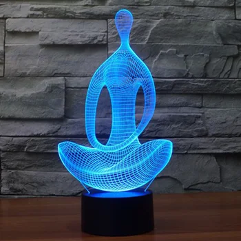 Akrila 7 Krāsu meditācija, Joga 3D LED nightlight no guļamistabas lampa dzīvo jamo istabu apgaismojums, galda, galda Dekorēšana Nakts Gaisma IY803367