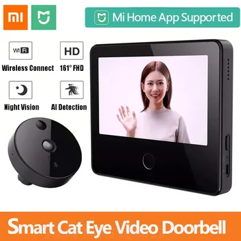 Xiaomi Mijia Smart Cat Eye Video Durvju 161° FHD Bezvadu ar 5inch Touch Screen AI Sejas un PIR Kustības Atklāšanas