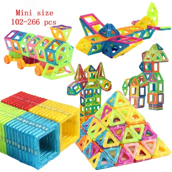 102-266pcs Magnēts Plastmasas Celtniecības Bloku Rotaļlietas Krāsa Caurspīdīga MINI Izmēra, Trīsstūra Laukums ar Panorāmas Ratu Rotaļlietas, Dāvanu Zēniem Meitene