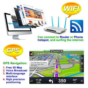 2 DIN 7 Collu QUAD-core Android 8.1 Bluetooth HD Touch Screen Auto MP5 GPS Atskaņotājs Atbalsta USB / AM / FM /RDS / Mirrorlink / WIFI