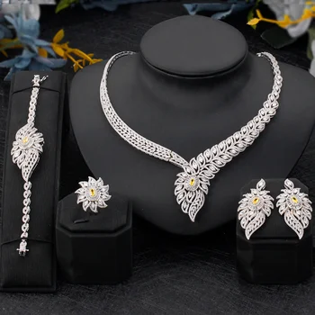TIRIM Dubaija Luksusa Elegantu Līgavas Kaklarota Komplekts Sievietēm Kubiskā Cirkonija Kāzu Rotaslietas Komplekti Aksesuāri Līgavām jewelri
