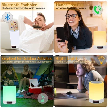 Ar newS66+ smart pat gaismas bluetooth portable speaker krāsains gaismas pieskāriens kartes pulkstenis portatīvo bezvadu LED naktsgaldiņš gaismas