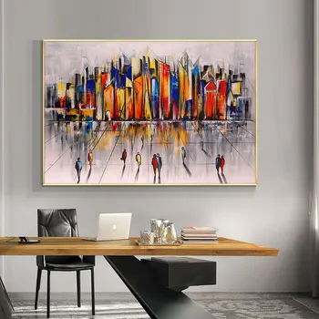 Abstrakti Krāsains Ēkas Eļļas Glezna Uz Audekla Roku Apgleznoti Mūsdienīga Sienas Māksla Attēli Uz Dzīvojamo Istabu Mājas Apdare