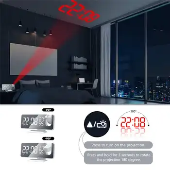 Mrosaa LED Digitālais Modinātājs Skatīties Galda Elektronisko Darbvirsmas Pulksteņi USB Pamosties FM Radio Laika Projektoru, Snaudas Funkcija, 3 Krāsu