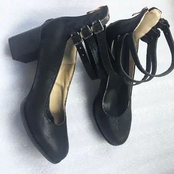 Pavasarī un rudenī jaunu vintage augsta papēža potītes josta fang ar augstu papēdi sekla muti sieviešu vienotā kurpes 40-43