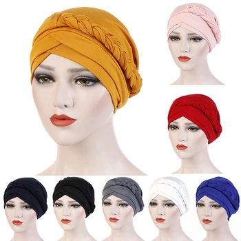 Stiept Kokvilnas Turban Cepures Sievietēm Musulmaņu Turban Šalle Cepures Galvas Lakatu Islāma Iekšējo Hijab Arābu Galvas Wrap Matu Aksesuāri