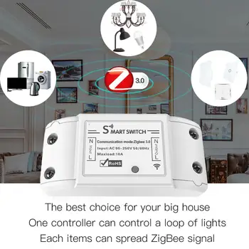 Tuya Zigbee 3.0 On/Off Kontrolieris 16A 3000W Smart Switch APP Tālvadības pults Smart Home Modulis AC 90-265V Smart Dzīves App