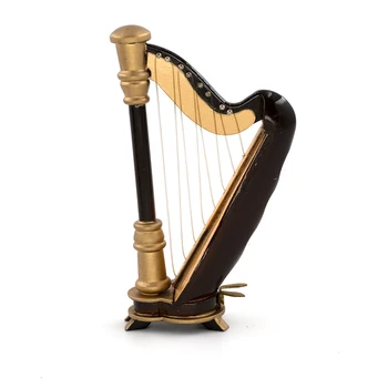 Miniatūras Koka Arfa Modelis Mini Harfe Mūzikas Instrumentu 1/12 Namiņš ob11 1/6 Rīcības attēls Piederumi bjd nevar spēlēt