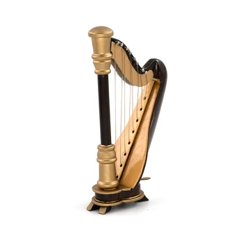 Miniatūras Koka Arfa Modelis Mini Harfe Mūzikas Instrumentu 1/12 Namiņš ob11 1/6 Rīcības attēls Piederumi bjd nevar spēlēt