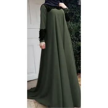 Vintage Plus Lieluma Abaya Kaftan Jilbab Sievietēm Musulmaņu Ramadāna Garām Piedurknēm Maxi Kleita Dubaija Islamic Fashion Puse Kokteilis Apģērbi