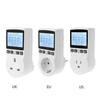 Digitālās Strāvas Mērītāja Pieslēgvietu, ES/ASV/UK Plug Enerģijas Skaitītāja Strāvas Spriegumu Vatu Elektroenerģijas Izmaksas Mērīšanas Monitora Jaudas Analizators