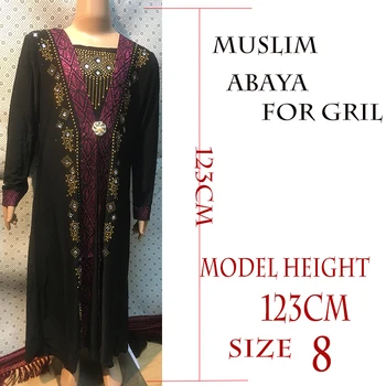 1 gabals Dubaija bērniem Abaya Tuvajos Austrumos Drēbes Ramadāna drēbes dimanta un Izšuvumi Kaftan Jibab Islāma Musulmaņu Kleita Baby Girl