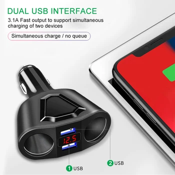 Universālā 5V 3.1 Usb Automašīnas Lādētājs Digitālo Displeju Dual USB Ports iPhone iPad, Samsung Xiaomi Tālruni