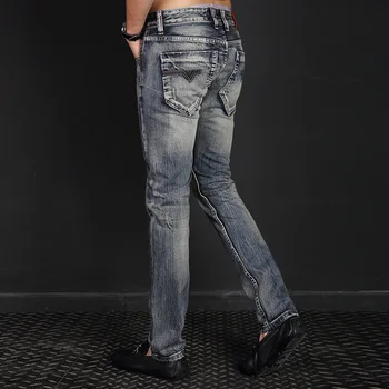 Itālijas Vintage Modes Vīriešu Slim Fit Džinsi Raibs Iznīcināta Ripped Džinsi Vīriešu Dizainera Bikses Streetwear Hip Hop Džinsi Homme