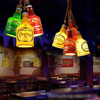 Vīna pudele Bārs Vitrīna Virtuves Lampas LED restorāns Dekori Ķermeņi retro kulons Lampas piekare gaismeklis rajons