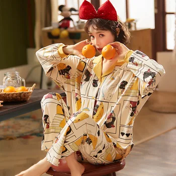 Naktsveļu Karikatūras Iespiesti Sieviešu Pidžamas Sieviešu Pidžamas Mīksts Salds Pijamas Vienkārši Sleepwear Gadījuma Plus Lieluma Homewear XXXL