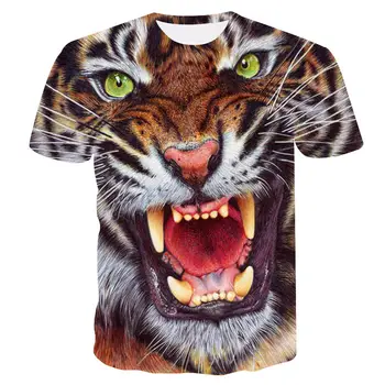 3D Iespiesti Dzīvnieku Tiger Vīriešu T-Krekli ar Īsām Piedurknēm Smieklīgi Dizaina Ikdienas Topi, t-veida, Vīriešu 3D Halloween t krekls