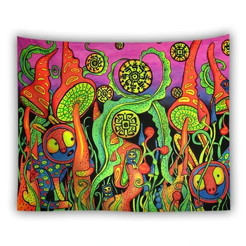 Bohemia Krāsains Mandala Sienas Karājas Gobelēns Hipiju Psychedelic Paklāju Sēņu Augi Mūzikas Personības Sienas Auduma Gobelēni