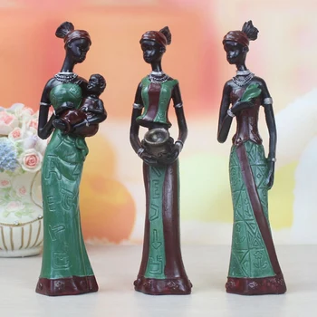 3Pcs Retro Vāze Āfrikas Sieviete Statuja Eksotisko Sveķu Kultūras Figūriņas Iestatīts Home Hotel Dzīves Telpu Dekorēšana Amatniecības Rotājumi Jūs