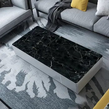 Augstas kvalitātes ūdensizturīgs Taisnstūra melnā marmora, PVC galdautu galda segums pusdienu galda kafijas galdiņš bezmaksas piegāde