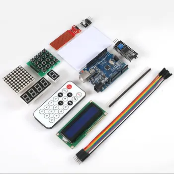 Mācīšanās versija Starter Komplekts Arduino Uno R3 - Uno R3 Breadboard un turētājs Solis Motor / Servo /1602 LCD / jumper Wire/Uno R3