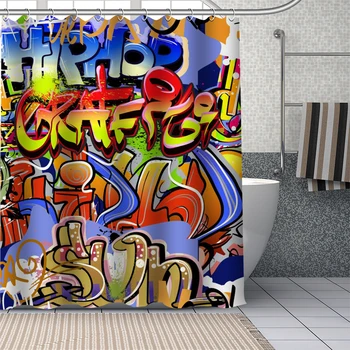 Pasūtījuma grafiti mākslas Dušas Aizkari DIY Vannas Aizkaru Audums Mazgājams Poliestera par Vannu Mākslas Dekoru Piliens Kuģniecība