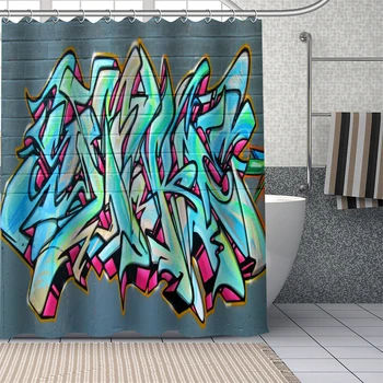 Pasūtījuma grafiti mākslas Dušas Aizkari DIY Vannas Aizkaru Audums Mazgājams Poliestera par Vannu Mākslas Dekoru Piliens Kuģniecība