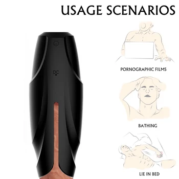 USB Lādējamu Vibrējošais Massager Automātiskā Virzuļa Teleskopiskie Rotācijas 10 Ātrumu Mutvārdu Kausa Ciklons Elektriskā Ierīce Vīriešiem