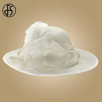 GAIŠI Bēšs Balts Vintage Cepures Ar Plīvuru Sinamay Dāmas Kentucky Derby Melna Cepure Kāzu Platām Malām Fedora Ziedu Baznīcas Puses Cepure