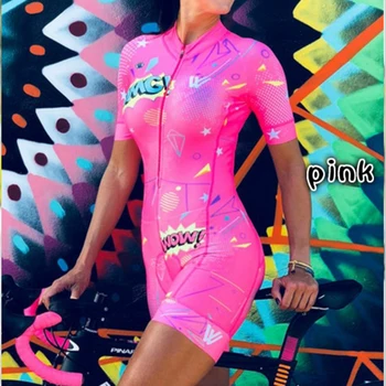 Kafitt Sieviešu rozā Triatlona Komplekti Skinsuit Maillot Ropa Ciclismo profesionālās sarkano Velosipēdu Jersey Velosipēdu Apģērbu Doties Jumpsuit komplekti