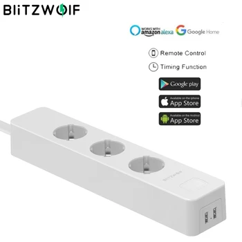 BlitzWolf ES Plug 3300W 15A 3 Kontaktligzdu Dual USB Slots 2.4 GHz WiFi Smart Elektriskās Kontaktligzdas Taimeris PROGRAMMU Attālinātu Darbu ar Alexa