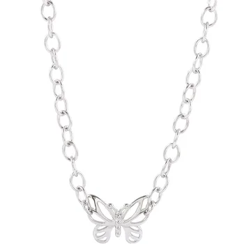925 Sterling Silver Butterfly Šarmu, Kaklarotas & Kuloni sānslīdi kaklasaite Paziņojumu Kaklarota Sievietēm Rotaslietas dz283
