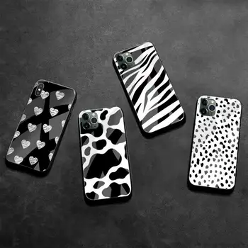 Melnās un baltās Dalmācijas Govs zebra tekstūra Telefonu Gadījumā Rūdīts Stikls iPhone 12 max mini 11 Pro XR XS MAX 8 X 7 6S 6 Plus SE
