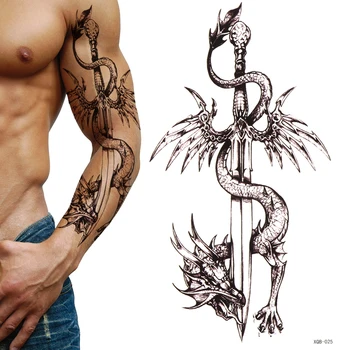 12 Gab Ūdensnecaurlaidīgus Pagaidu Tetovējums Vīriešu Uzlīmes Pūķa Spārnu Vilks Scorpion Ērglis Galvaskausa Cross Body Art Viltus Tetovējums Vīriešiem