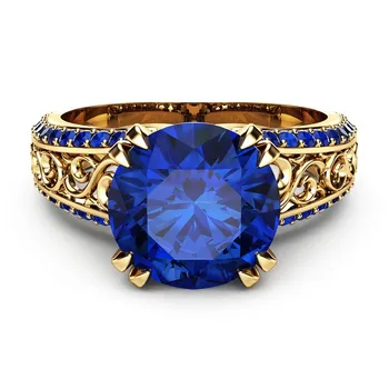 Vintage griešanai blue sapphire kristāla dārgakmeņiem, ruby gredzeni sievietēm dimantus 14k rotaslietas zelta krāsas rotaslietām bijoux bague dāvanas