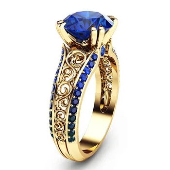 Vintage griešanai blue sapphire kristāla dārgakmeņiem, ruby gredzeni sievietēm dimantus 14k rotaslietas zelta krāsas rotaslietām bijoux bague dāvanas