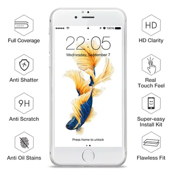 EAR Rūdīts Stikls iPhone 8/7/6S/6 Plus Anti Blue-Ray Ekrāna Pilns Pārklājums Anti-Sprādziena Filmu Aizsargs Aizsardzības Stiklu