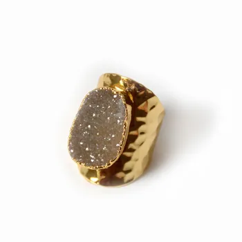 Jaunas jauktas krāsas kristāla bud plaša kakla ring Crystal klastera zelta big head gredzenu dabiskā kristāla bud gredzenu boutique rotaslietas