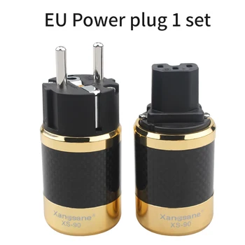Hifi Oglekļa Šķiedras Audio Power Plug Sarkanā Vara Zelta Rodija Pārklājumu IEC Connector ES Versija Pastiprinātājs Kabeļa Adapteris