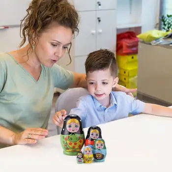 Koka krievu Ligzdošanas Matryoshka Lelles Uzstādīt Rotaļlietas Apdare Rotājumu Dāvanas Koka Rotaļlietas Bērnu Amatniecības Lelle Roku darbs Dāvanas Bērniem