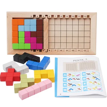 Krāsains Koka Jautri Tetris Puzzle Rotaļlieta Bērniem Pirmsskolas Magination Izlūkošanas Iztēli Izglītības Rotaļlietas Bērniem Dāvanas
