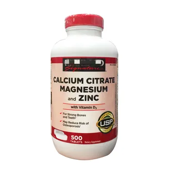 Kalcijs, magnijs, cinks, vitamīns D3, kalcija citrāts tabletes pieaugušajiem Samazināt kuņģa slogu